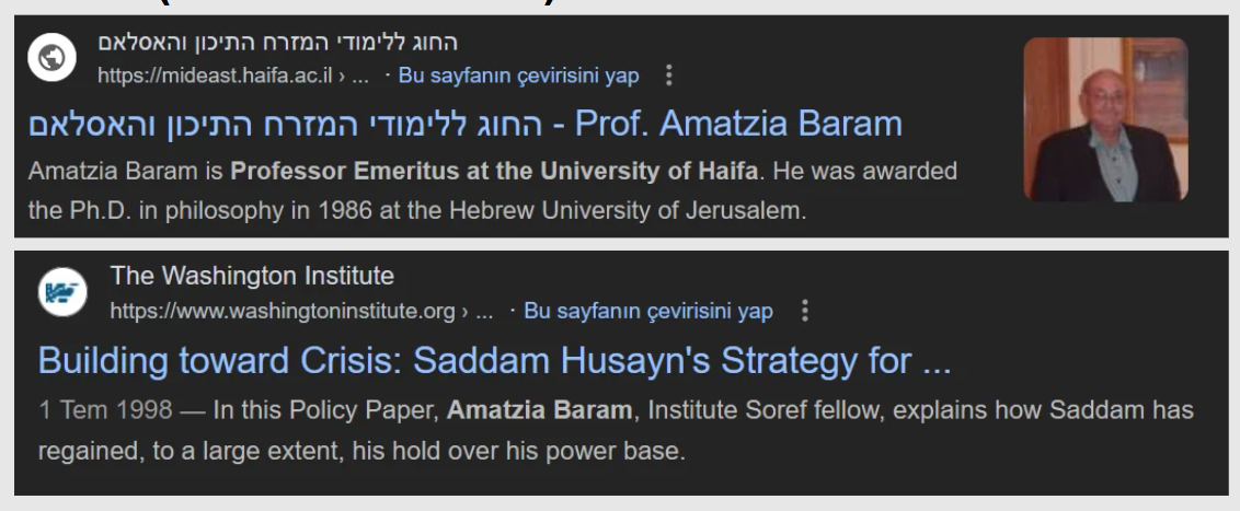 Amatzia Baram faaliyetleri