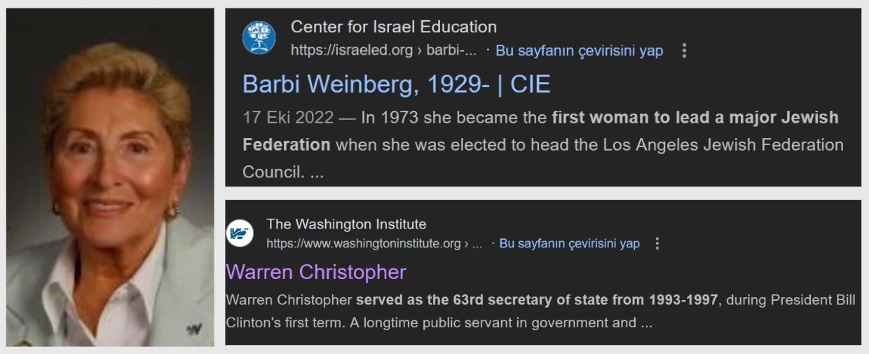 WINEP kurucularından Barbi Weinberg hakkında bilgi görseli