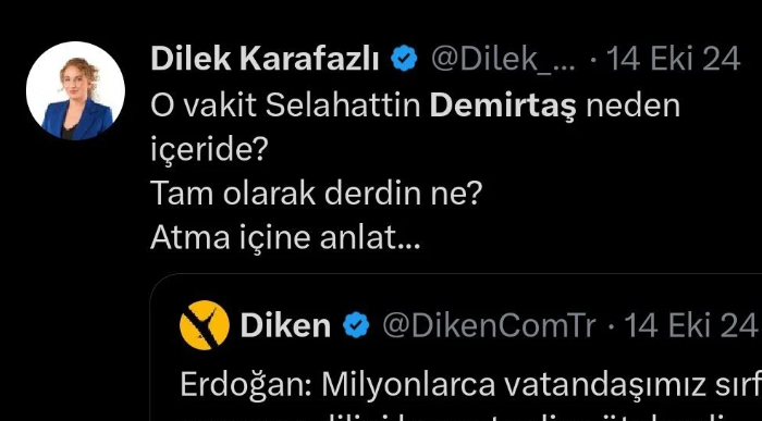 Dilek Karafazlı'nın eski paylaşımı