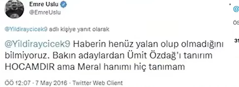 Emre Uslu'nun eski tweeti