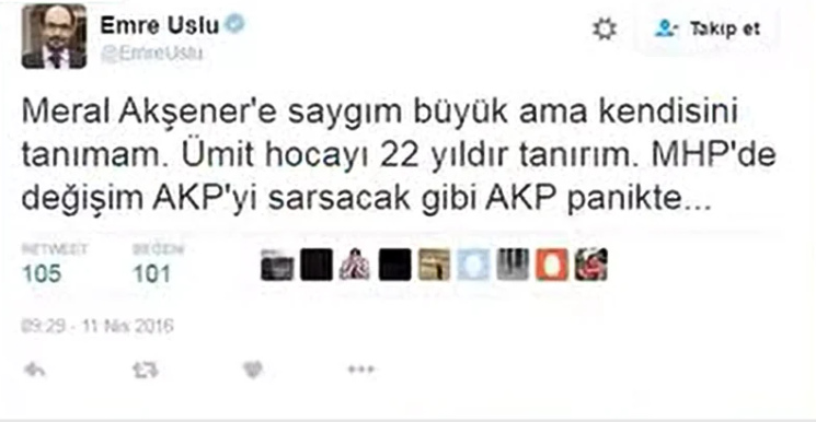 Emre Uslu'nun eski tweeti
