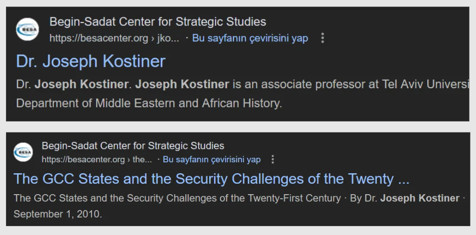 Joseph Kostiner faaliyetleri