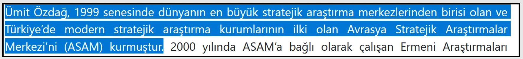 ASAM kurucusu Ümit Özdağ bilgisi