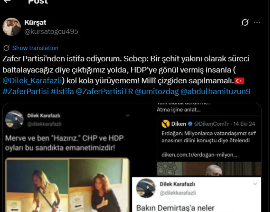 Şehit yakınının Zafer Partisi'nden istifa duyurusu