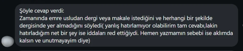 Bir takipçinin ilettiği mesaj: Ümit Özdağ'ın Emre Uslu sorusuna verdiği cevabın aktarımı