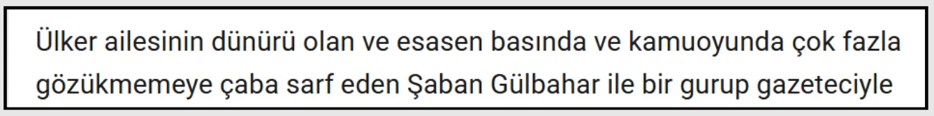 Şaban Gülbahar ve Ülker bağlantısına dair görsel